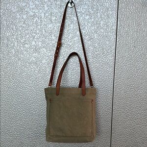 Madewell Canvas Tote Bag with Brown Leather Straps